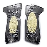 Custom Metal Virgin Mary Grips 92/96 Series Pistols 92F, 92FS, M9, 96 Black Gold Plated