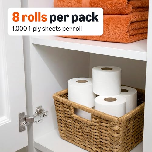 Image of Amazon Basics 1000 Sheet 1-Ply Bath Tissue, 8 Rolls, Septic Safe