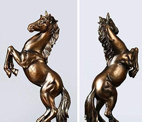 LEPENDOR 12 inch Standing Horse Resin Statue for Home Decor Animal Ornament Sculpture Rearing Horse Art Figurine Decorative Sculpture - Bronze