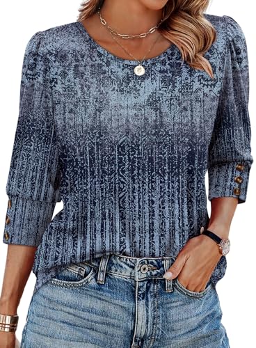 Plus Size Boho Tops for Women 3/4 Length Sleeve Summer