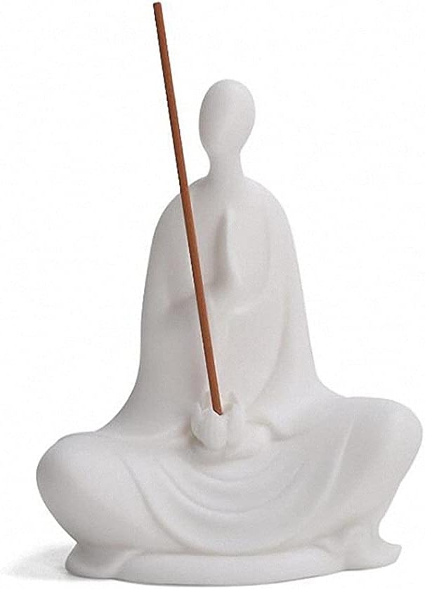 White Porcelain Zen Statues Ceramics Stick Incense Burner Home Decoration Accessories (Color : A Size : 9cm11.5cm)