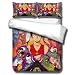 Poszwa na kołdrę z kreskówki anime Małpa D. Luffy 3-częściowy zestaw, pościel z nadrukiem 3D z 2 poszewkami na poduszki Otaku i ulubione przez fanów anime, ultramiękka łatwa pielęgnacja, A-484, GB: 140 x 210 cm