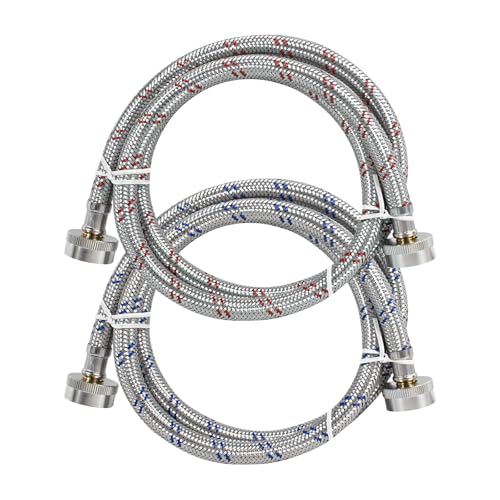 Jmlwlzx Washing Machine Hoses, Universal Premium Stainless Steel 4 Ft Washer...
