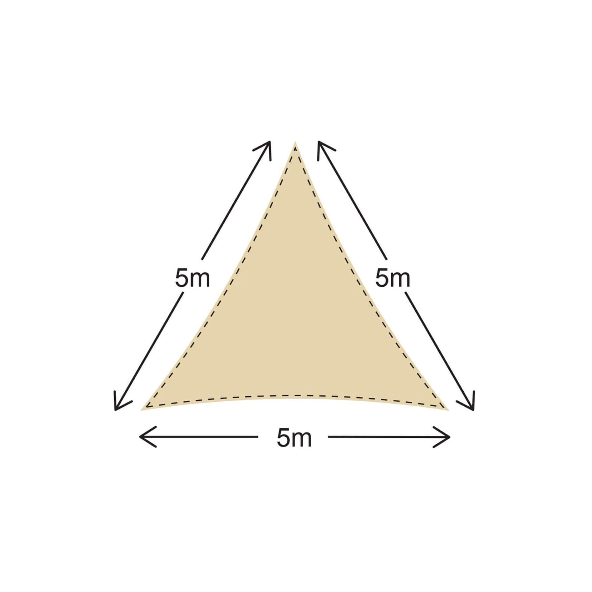 Rebecca Mobili Telo Ombreggiante Triangolare, Tenda a Vela Impermeabile, Bianco Crema, Poliestere, con Anelli e Corde, per Giardino Terrazzo - Misure: 5x5x5 mt - Art. RE6974