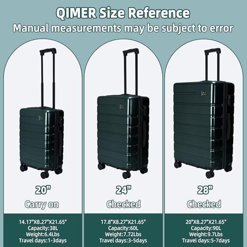 Image of Luggage Sets 3 Piece, 100% PC Hardside Luggage with Spinner Wheel TSA LOCK Lightweight Quiet Suitable for Men and Women, Family Suitable Y01 Green 20 /24 /28(Diagonal stripes)
