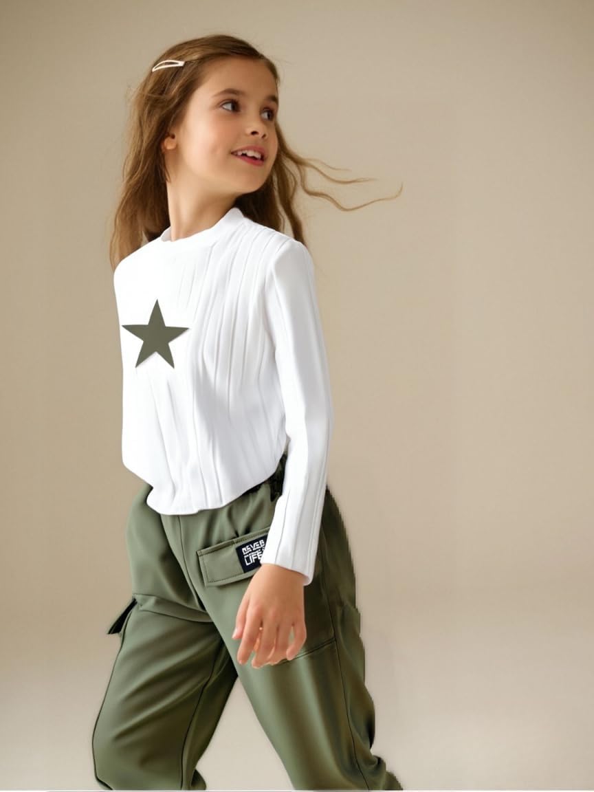 Girls Clothes 2 Piece Outfit Long Sleeve Crop Top + Cargo Pants, Tween Fall Clothing Set, Sizes 5-16 Years - Image 2