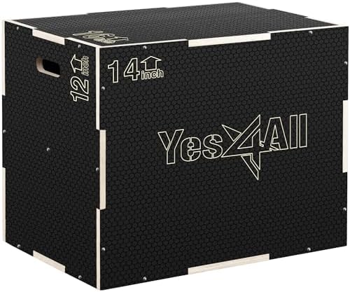 Yes4All Plyo-Box aus Holz, 3-in-1, rutschfeste Step-Up-Box für Workout, plyometrische Sprungbox für Seilspringen, Springen, Ausfallschritte, Kniebeugen und Dips