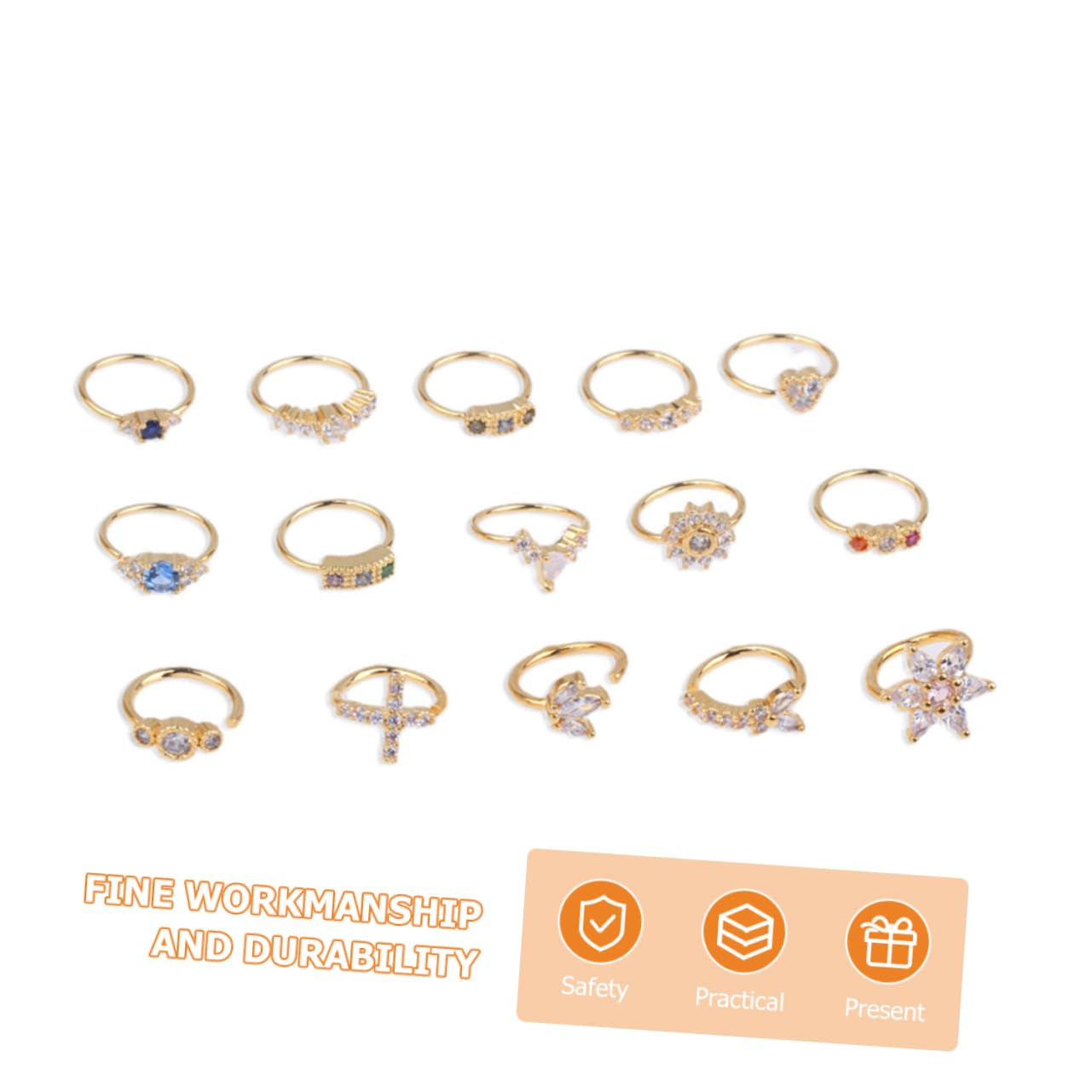 PACKOVE 12 Anelli per Naso Gioielli da Donna Cerchi per Naso Fermagli per Naso 20 per Donne Gioielli per Polsini per Il Naso Naso Finto Piercing al Naso Colorato Rame