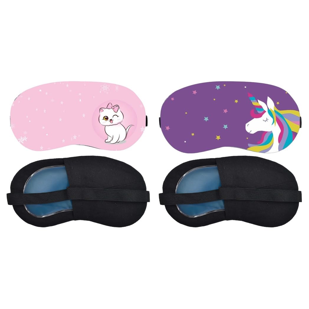 Aoxeria Pink Cute Kitten, Rainbow Unicorn Sleeping Eye Mask Combo, Soft Comfortable Light-Blocking Eye Cover for Women, Men & Kids, Reusable Blindfold for Night Sleep, Nap, Travel, Flight (Pack of 2)-image-43