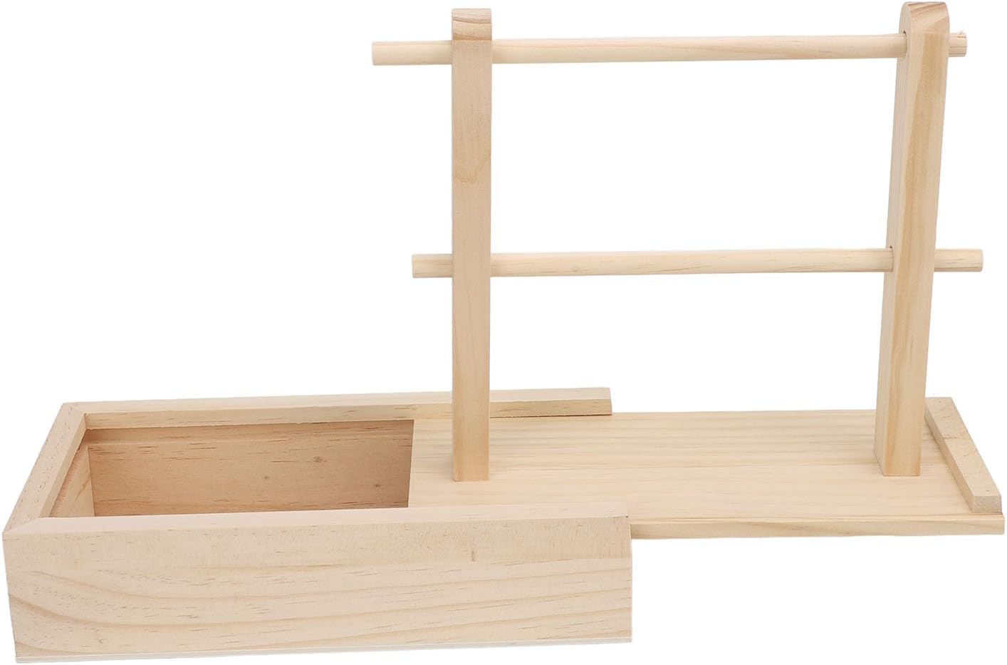 Semme Wooden Yarn Storage Rack Double Layer Portable Crochet Yarn Holder with Pull Out Drawer for Easy Access