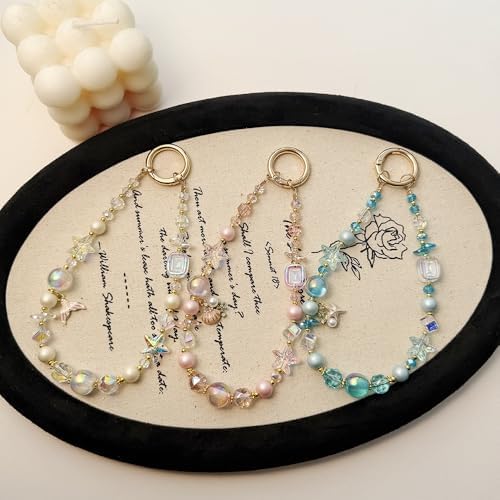 Kaluofan Phone Wrist Strap, Ocean Themed Keychain Wristlet, Beaded Camera Wrist Strap, Cute Phone Lanyard Purse Charms Bag Charm Camera Chain(Blue) — view 6