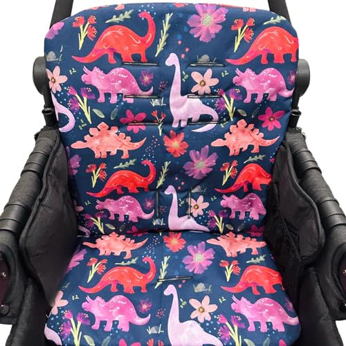Image of Wagon Stroller Seat Cover Cushioned, Compatible with Wonderfold W Series Wagons, Prevent Messes, Padded for Comfort (Purple Dinosaur, 2 Seater)