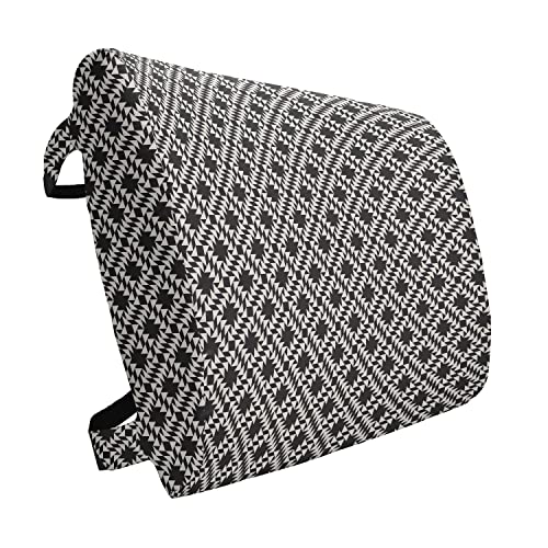 ABAKUHAUS Geométrico Cojín Lumbar, Diseño Triangular, cojín de Respaldo Suave para sillas de Oficina con Correas Ajustables, 36 x 34 cm, Gris de carbón de cáscara de Huevo