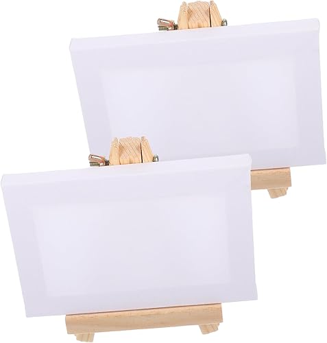 Miniatura 3 de EXCEART 10 juegos de caballete de pintura, caballete de exhibición, pequeño lienzo, madera, artista, dibujo, mini tableros, lienzos de pintura para