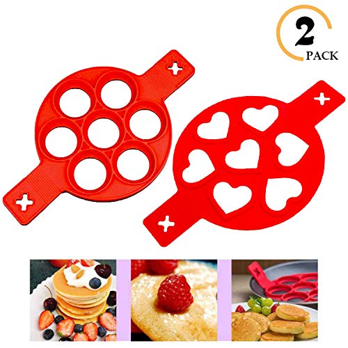 Pancake mold maker，Horuhue 2 Pack Nonstick Silicone Egg Rings Egg Cooker Muffin Pancake