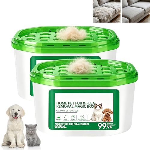 Home Pet Fur & Odor Removal Magic Box Pet Hair Removal Magic Box 360 All-Around Coverage Safe Around Cats & Dogs for Home Indoor Areas and Pet Activity Areas (2 PCS)