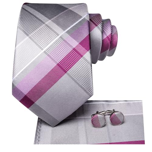 Image of Hi-Tie Men 63inches Tie Set Extra Long Necktie Paisley Tie Pocket Suqare Cufflinks Big and Tall Men Tie