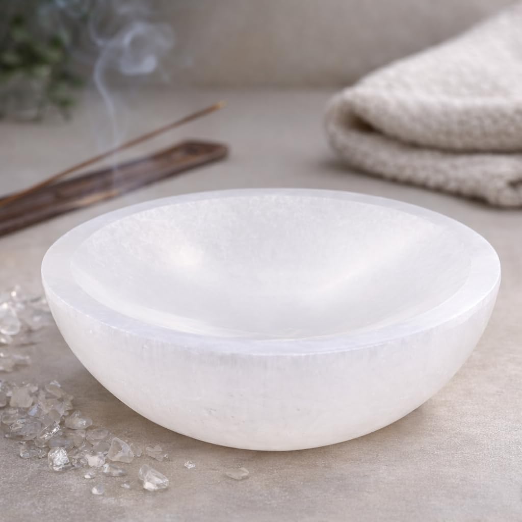 Selenite Crystal Bowl for Chakra and Reiki Healing  Natural SMART Crystal Cleansing Plate, Meditation Dcor & Spiritual Gift for Positive Energy Balance