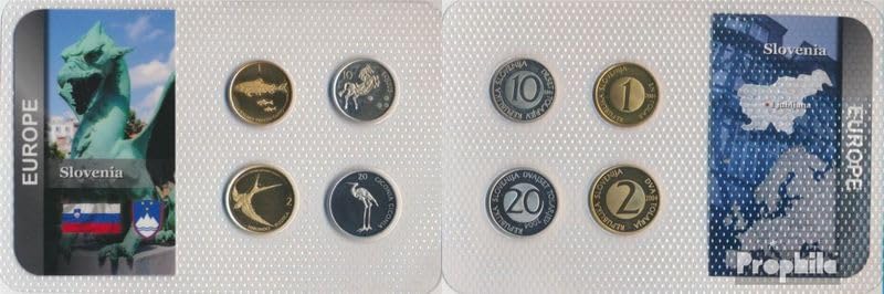 Monnaie Slovénie 1 à 20 Tolarjev Prophila pièces collectionneurs FDC oiseaux