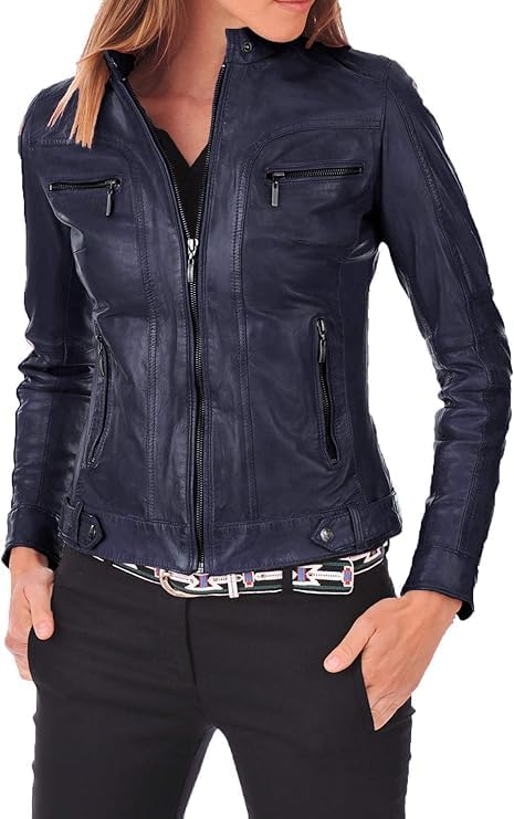 Faux Leather Jacket for Women, Vegan Jackets Motocycle Coat Moto Biker Outwear Coat Zip Up Fitted Slim Coat