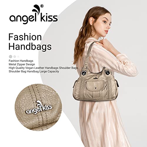 Image of Angel Kiss Purses and Handbags for Women Washed Vegan Leather Crossbody Hobo Satchel Shoulder Tote Purse