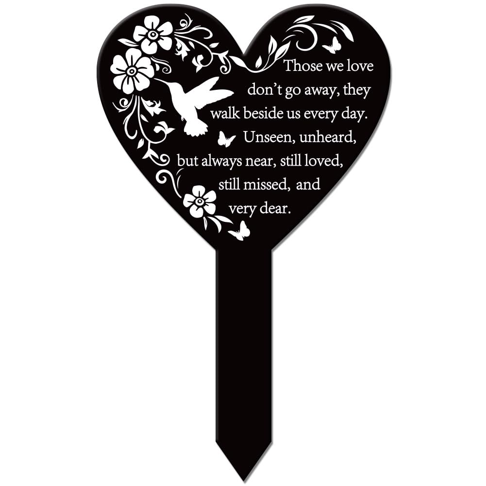 GLOBLELAND Heart Shaped Peace Dove Garden Stake Flowers Vines Butterflies Memorial Remembrance Plaque for Cemetery Acrylic Grave Stake Waterproof Blessing Garden Plaque for Yard Grave Cemetery