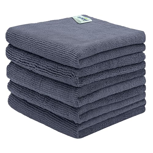 Image of SOFTSPUN Microfiber Cleaning Cloths, 50X50cm 5 pcs 340 GSM Grey! Highly Absorbent Lint and Streak Free Multipurpose Wash Cloth for Kitchen Window Stainless Steel Silverware.