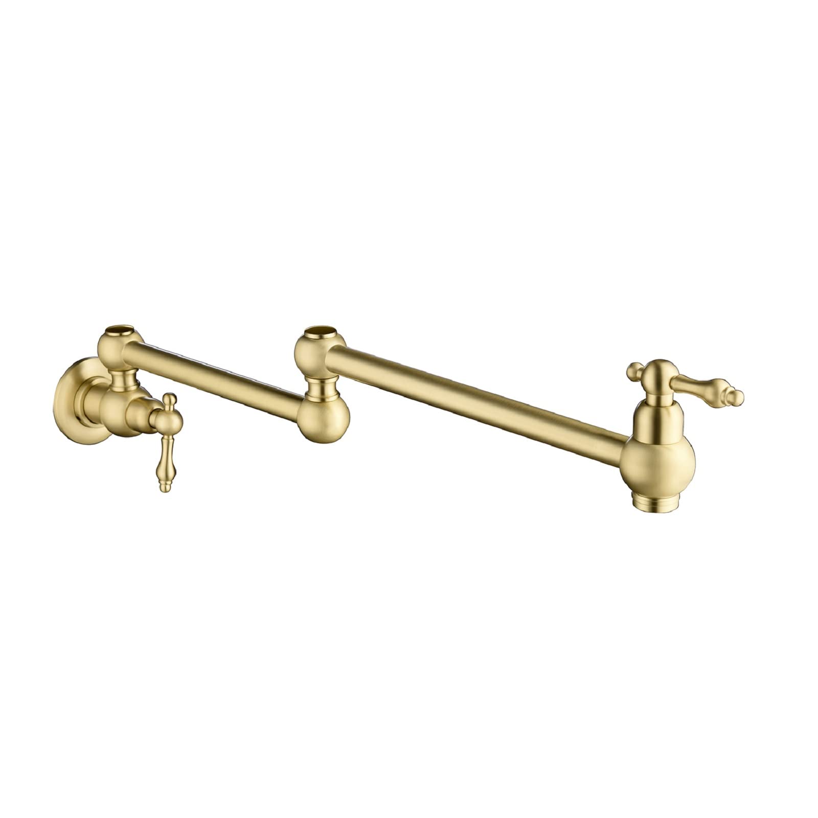 Rubinetto riempitivo for pentole Stufa pieghevole a parete in ottone massiccio con doppio braccio oscillante a snodo Foro singolo Due maniglie