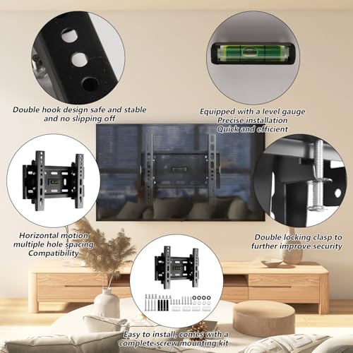 Universal TV Wall Bracket for 14 inch - 32 Inch TVs, Adjustable TV Wall Mounts for 14-22" LED/LCD/OLED Flat & Curved TVs Brackets, BlackTV Brackets, Max Vesa: 200x200mm - Image 5