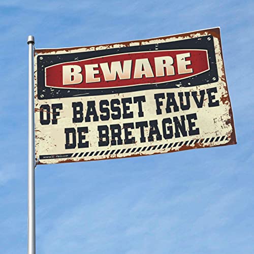 Gartenflaggen-Zubehör, Vorsicht vor Basset Fauve de Bretagne, Raumsachen, lustige Jagdgeschenke