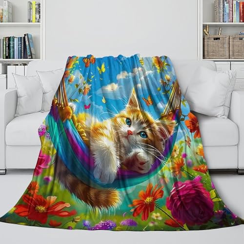 Couverture de lit chat idée cadeau originale pour passionnés d'animaux doux