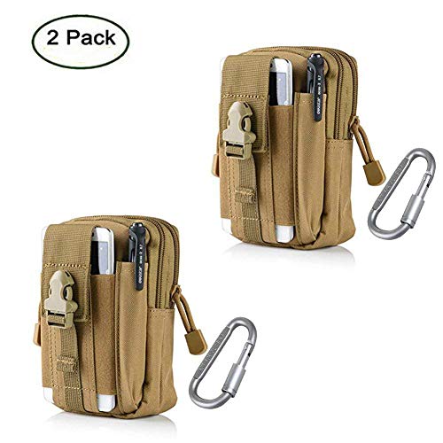 ZJtech Tactical Molle Pouch Compact EDC Utility Gadget Waist Bag Pack with Cell Phone Holster for iPhone 6 Plus (2 Pack - Tan)
