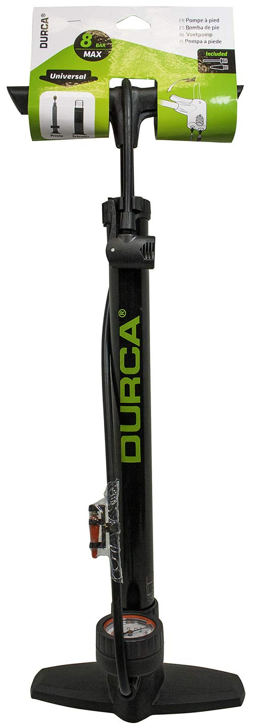 Pompe à Pied Acier 56cm Avec Manomètre - Compatible Presta Schrader Jusqu'à 8 Bar
