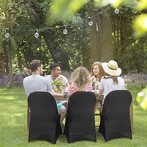 Babenest 100PCS Spandex Folding Chair Covers, Halloween Upgraded Universal Stretch Washable Fitted Chair Slipcovers Protector for Wedding, Holidays, Banquet, Party, Celebration (Black) - Image 5