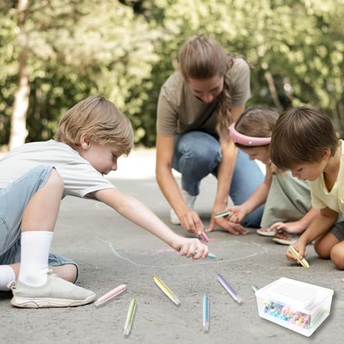 Hdagbnn 24Colors Dustless Chalk for Kids,Colored Sidewalk Chalk With Holder,Washable Toddlers Chalks with Chalkboard Eraser for Blackboard Drawing Writing Outdoor Art Play - Thumbnail 7