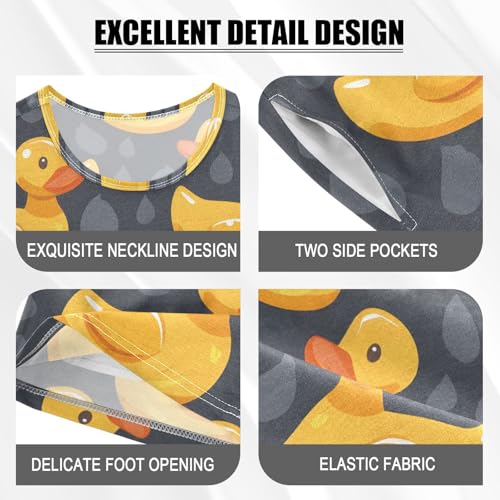 ALAZA Cute Funny Yellow Duck Pajamas Short Sleeve 2 Piece Sleepwear Top and Bottom Pajama Set Unisex4