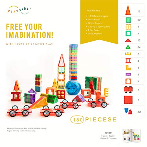 180 PCS 3D Magnetic Blocks Magnetic Tiles - Magnet Building Tiles | Magnetic Tiles Toy Building Sets | Magnetic Building Blocks | Kids Magnets For Kids | Magnetic Tiles For Kids | Magna t Blocks - Thumbnail 6