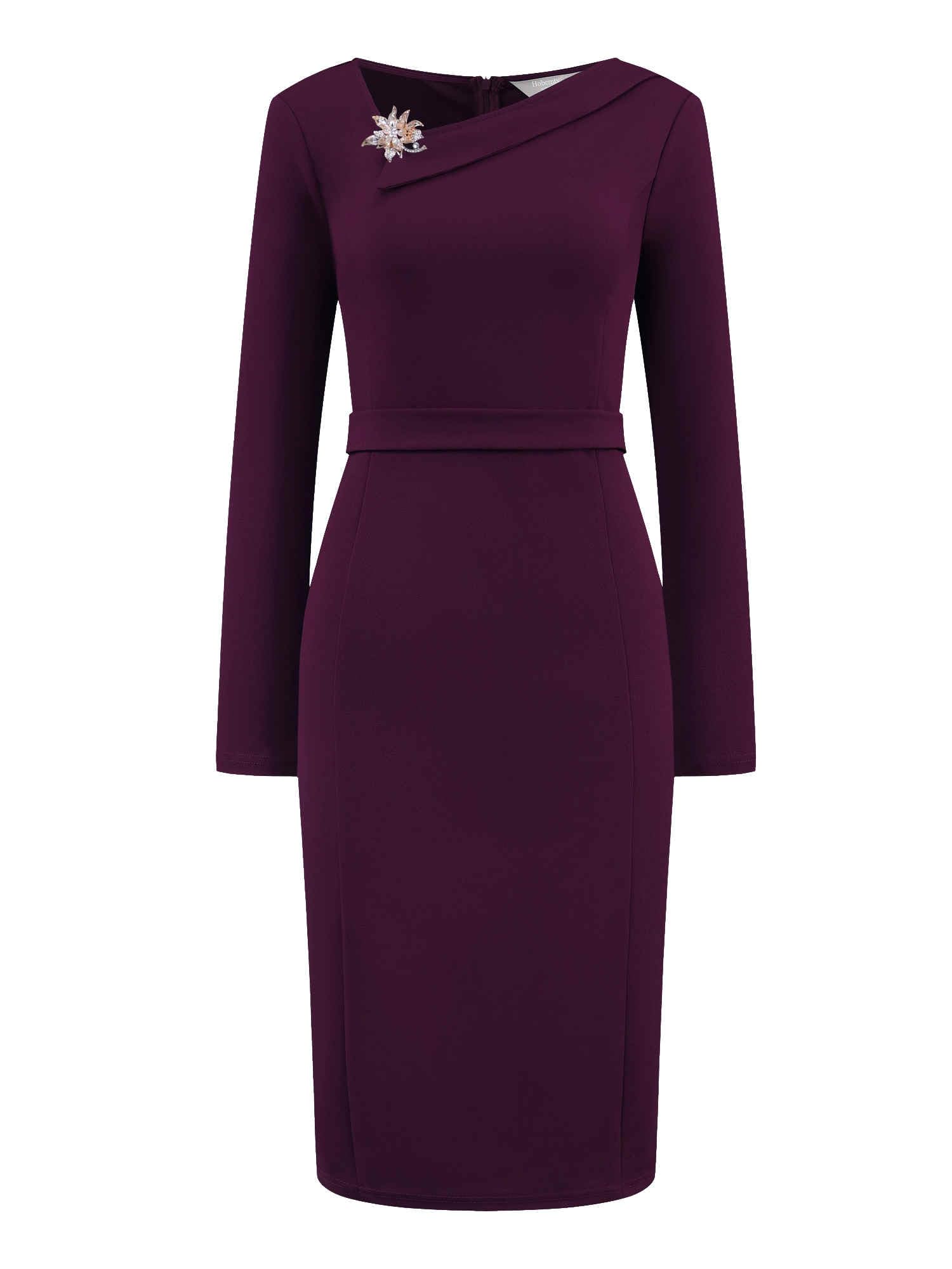 Womens Elegant Sheath Dress Asymmetrical Neckline Wear to Work Pencil Dresses