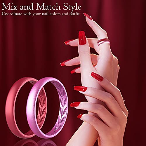 Buy Zollen 10 Pack Silicone Wedding Rings for Women, 3.5mm Metallic