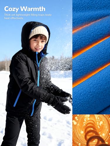 Image of PAMLULU Boys Winter Coats Waterproof Breathable Snowboarding Ski Jackets Fleece Lined Hooded Rain Coat for Kids
