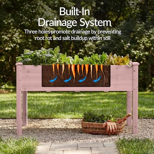 Image of Best Choice Products 48x24x30in Raised Garden Bed, Elevated Wood Planter Box Stand for Backyard, Patio, Balcony w /Bed Liner, 200lb Capacity - Pink