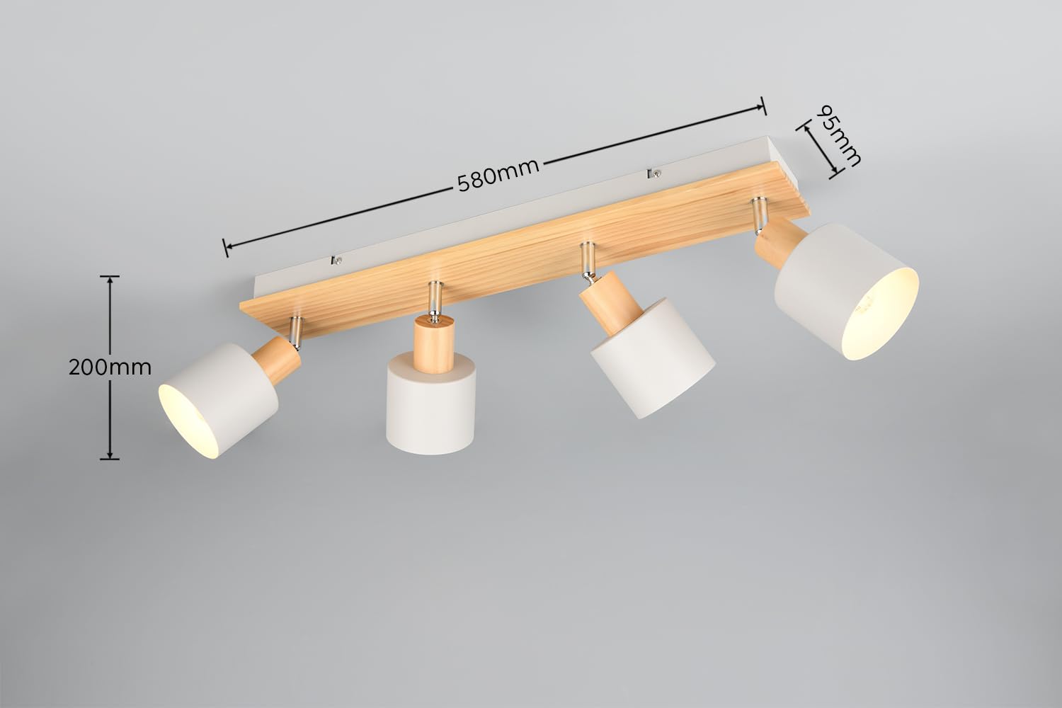 Trio Leuchten Foco de pared SHANTI 862700476, Metal gris cálido, madera natural, excl. 1x E14