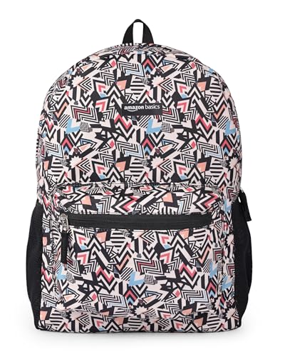 Image of amazon basics Polyester 2 Compartment Backpack(Multicolour Print)|Durable,Comfortable & Stylish|Multiple Compartments & Side Pockets for Organized Storage|Ideal for School,College & Travel 15 L