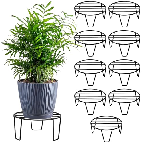 Traditional Indian Furniture Pieces 23 Nurturing Greenยฎ Pack of 10 Black Metal Plant Stands for Balcony,...