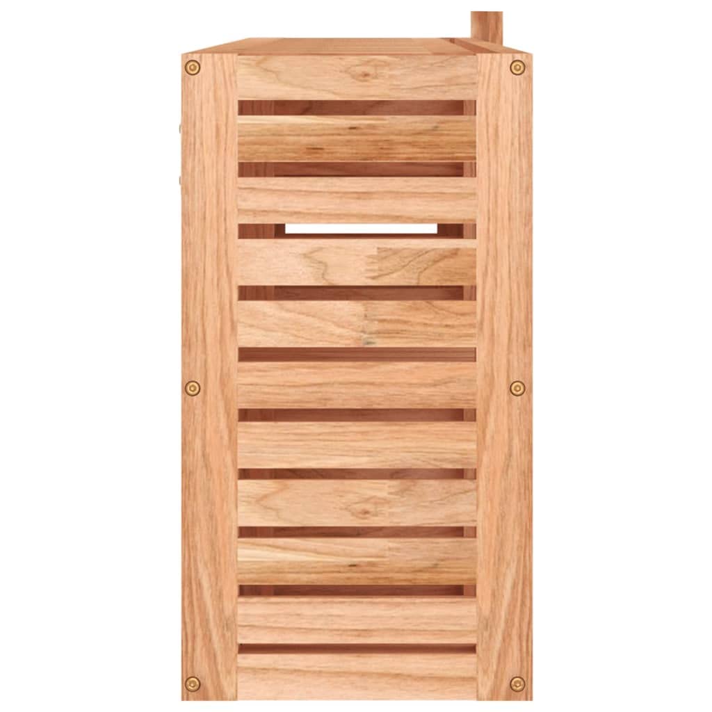 Spiegelschrank 80x17x34 cm Massivholz Nussbaum - Eleganter Badezimmerschrank mit Schiebespiegel und 3 Fächern - Wandmontierter Badschrank für Badzubehör und Kosmetik
