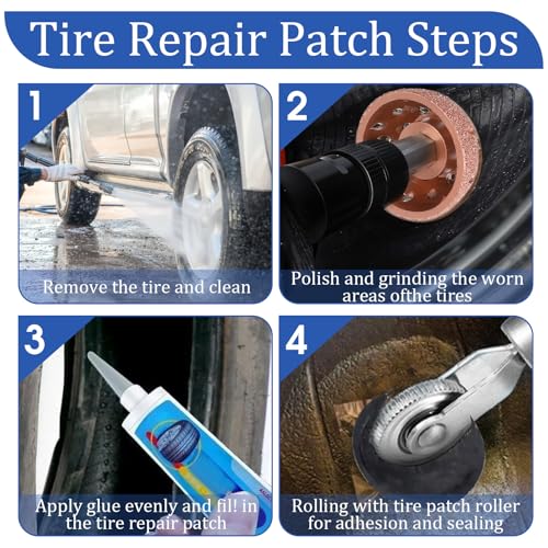 Image of DIVINA VITAE 33Pcs Tire Patch Roller Kit, 30Pcs Tire Patches(32mm /42mm /55mm) with Tire Patch Roller Inner Liner Scraper Tire Buffing Wheel for Car Tire Grinding Polishing Accessories Kit