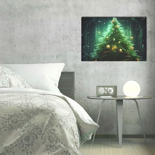 Toile d'arbre de Noël vert poster HD suspendu chambre et salon - 4