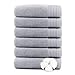VANZAVANZU Hand Towels for Bathroom 100% Cotton Super Soft Ring Spun Highly Absorbent Durable for Bath Face Spa Hotel Salon, Special Size 13" x 29", (Gray with a Little Blue/Purple/Lavender, 6-Pack)
