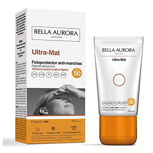 Bella Aurora - Ultra-Mat, Protector Solar Facial Textura Gel Antimanchas SPF50, para Piel Grasa