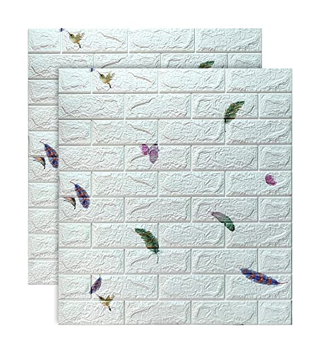 Lukzer 2PC Self Adhesive 3D Wallpaper DIY Wall Sticker Panels Ideal for Home Décor Sheet Bathroom Living Room (Feather Design/70 x 77cm/Thickness: 8mm) (B0C1VK2P89) Amazon Price History, Amazon Price Tracker